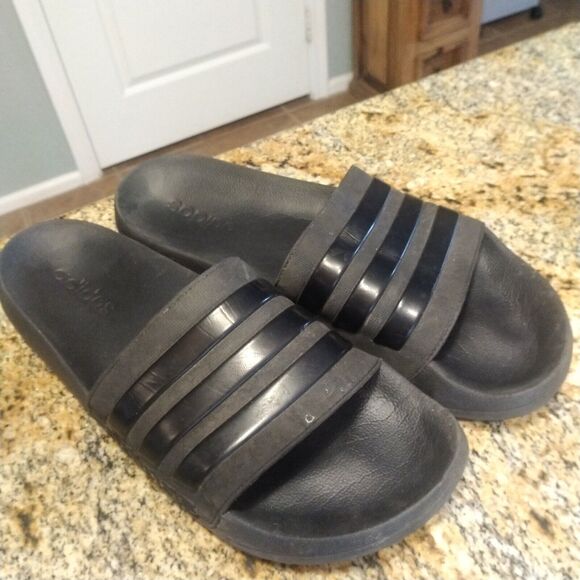 Adidas Adilette Shower Slide 3-Stripes Core Black Slip On Sandals GZ3772 Size 14 - Picture 1 of 9